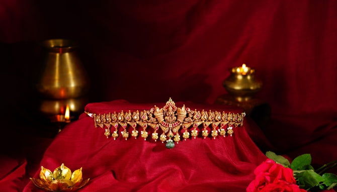 Laxmi Devi Vaddanam with Peacock Motif