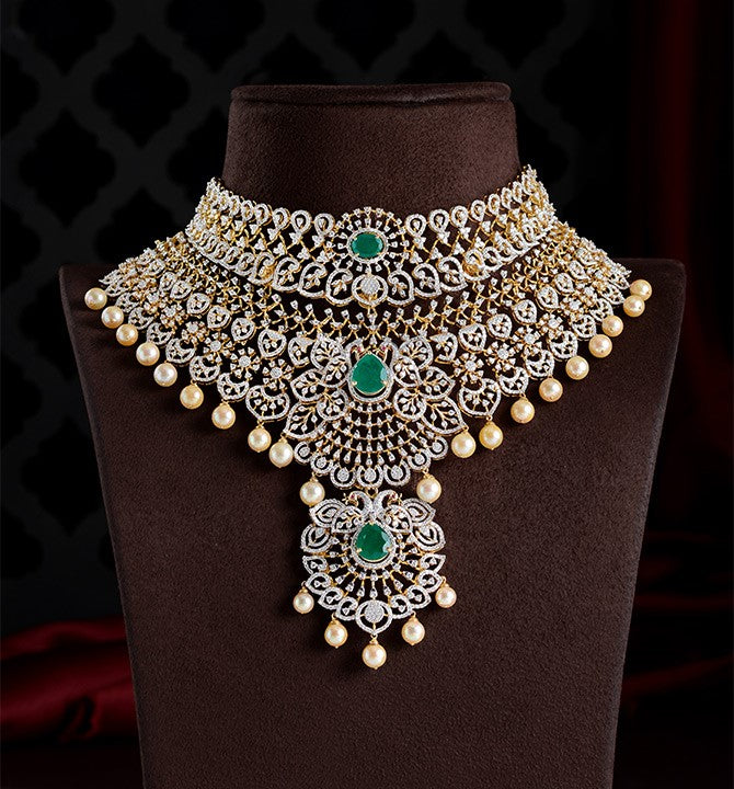 Greenstone Detachable Diamond Choker
