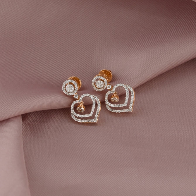 Diamond Heart Hoop Earrings