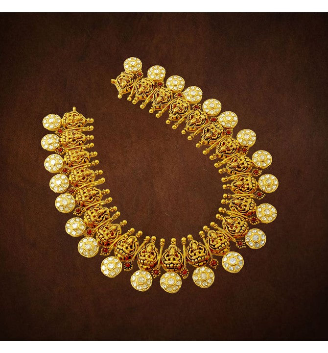 kundan Polki Lakshmi yellow gold haar\haram necklace