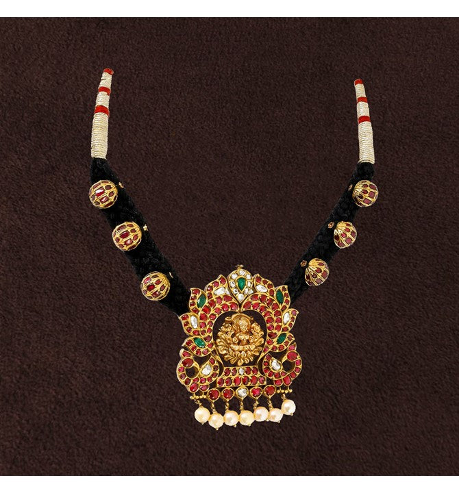 kundan yellow gold Black Dori haar\haram necklace
