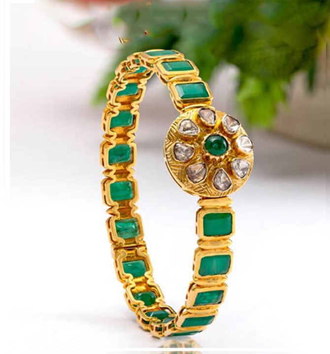 Emerald Polki kundan bangle