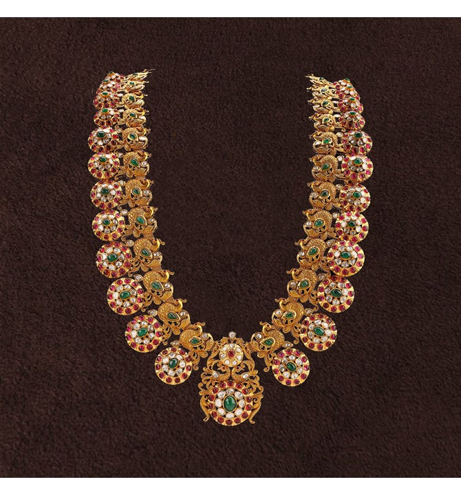 Kundan yellow gold haram necklace