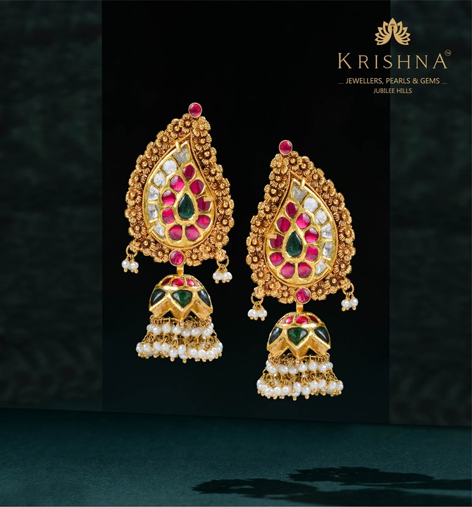 Mango Inspired Kundan Jhumka Earrings