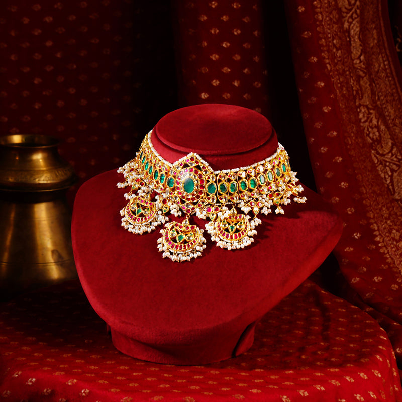 22K Gold Guttapusalu Kundan Choker | South Indian Bridal