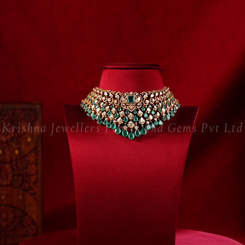 18K Polki Peacock Choker