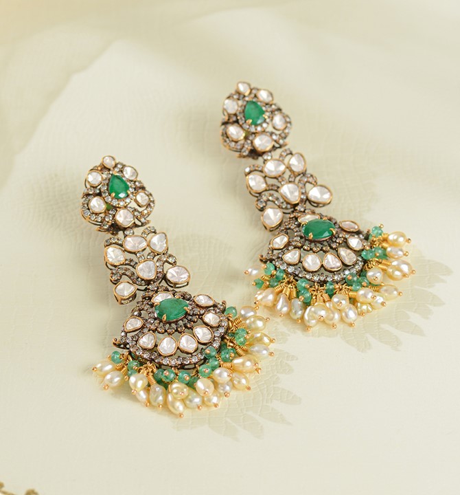 Victorian Polki Hanging Earrings