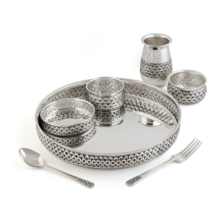 92.5 Silver Dinner Set Plate - Krishna Jewellers Pearls and Gems