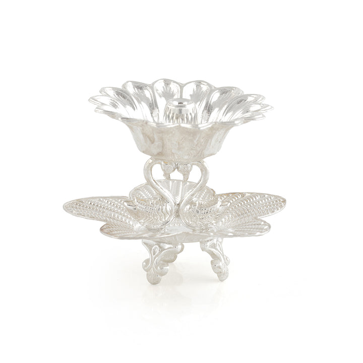 92.5 Silver Peacock Deepam Stand - Krishna Jewellers Pearls and Gems