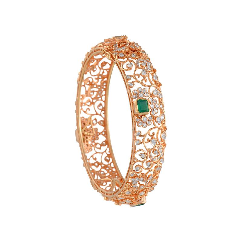 Floral Diamond Bangle in Rose Gold