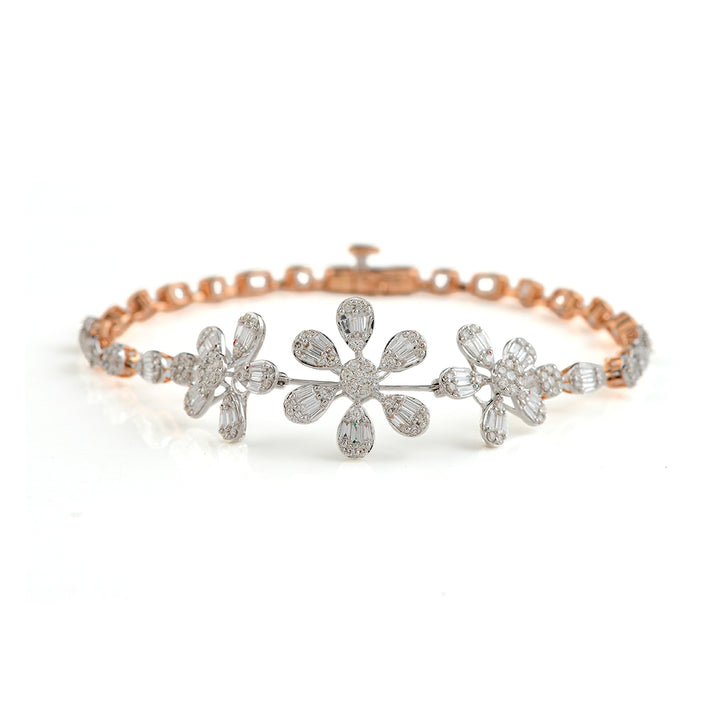 Flower Diamond Tennis Bracelet - Krishna Jewellers Pearls and Gems