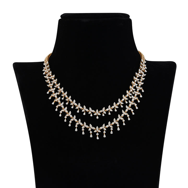 2 Layerd Diamond Choker Necklace - Krishna Jewellers Pearls and Gems