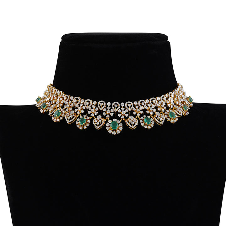 Round style hanging diamond choker - Krishna Jewellers Pearls and Gems