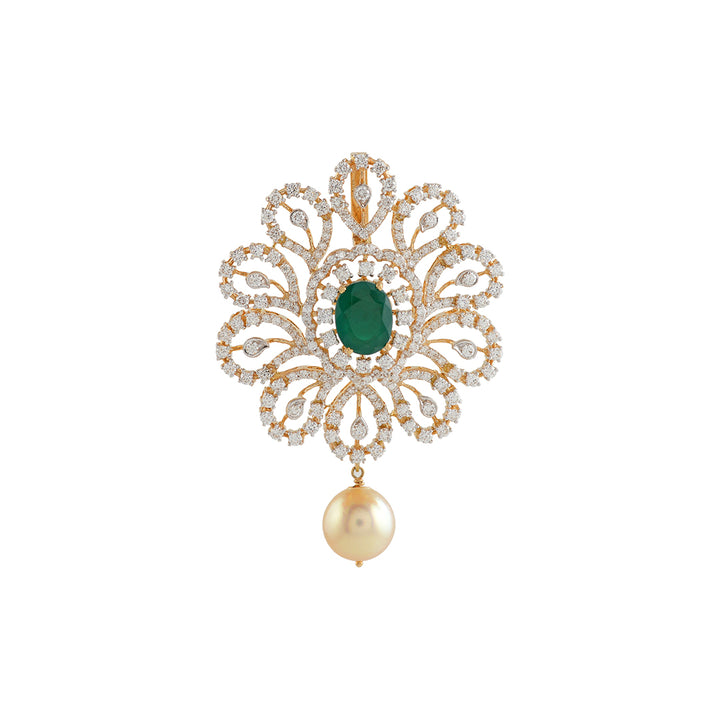 Floral Diamond Pendant - Krishna Jewellers Pearls and Gems