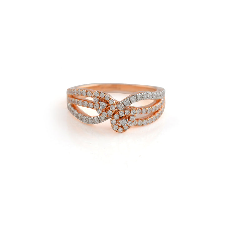 Leaf Motif Rose Gold Diamond Ring - Krishna Jewellers Pearls and Gems