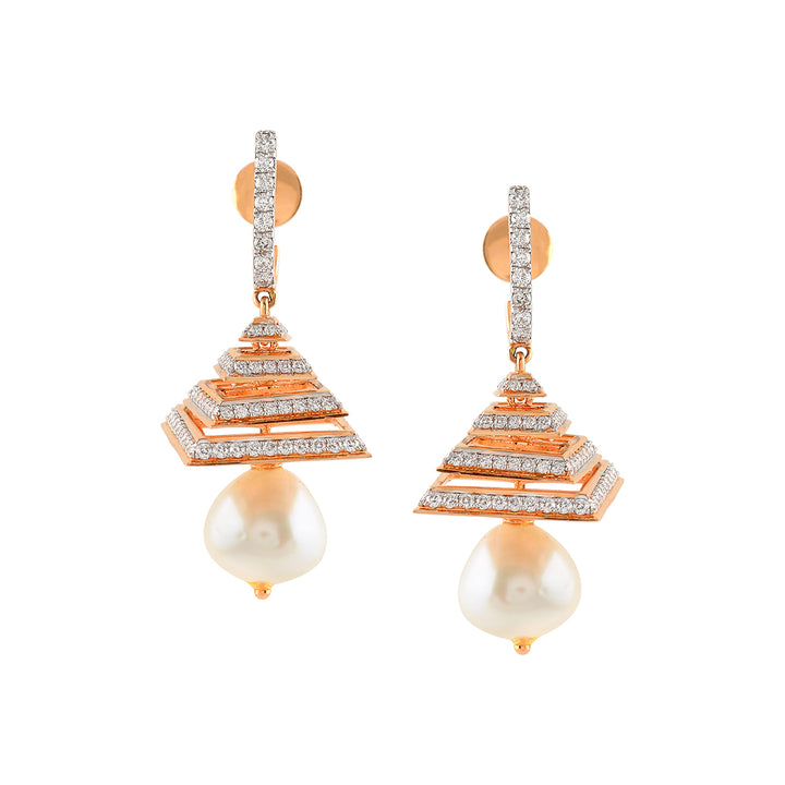 Pyramid   Diamond Earrings - Krishna Jewellers Pearls and Gems