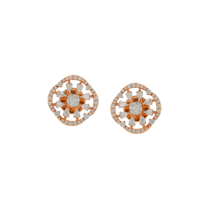 Triacle incribed Diamond Earrings - Krishna Jewellers Pearls and Gems