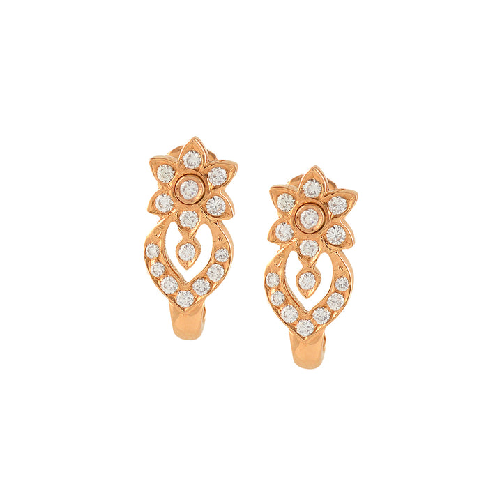 Flower Cum Leaf Diamond Stud Earrings - Krishna Jewellers Pearls and Gems