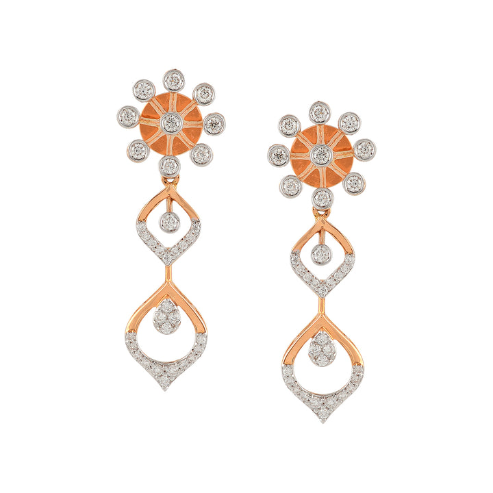 Flower and Leaf Style Diamond Earrings - Krishna Jewellers Pearls and Gems