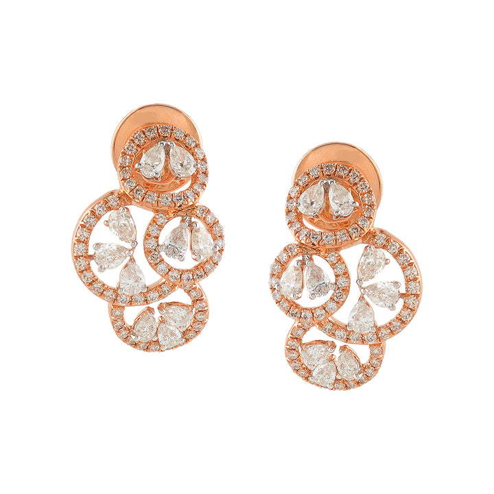 Multi Flower Diamond Stud Earrings - Krishna Jewellers Pearls and Gems