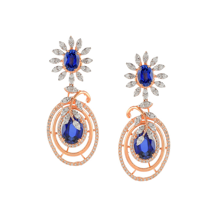 Flower and Multicircle Diamond Earrings - Krishna Jewellers Pearls and Gems