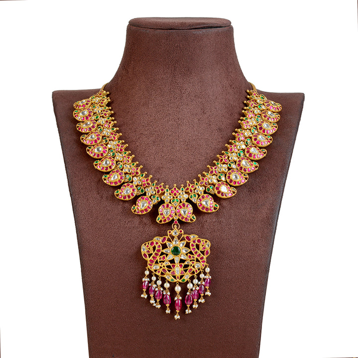 Gold Kundan Mango Haar Necklace - Krishna Jewellers Pearls and Gems