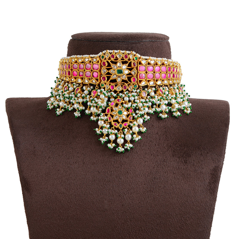 Gold Kundan Guttapusalu Choker