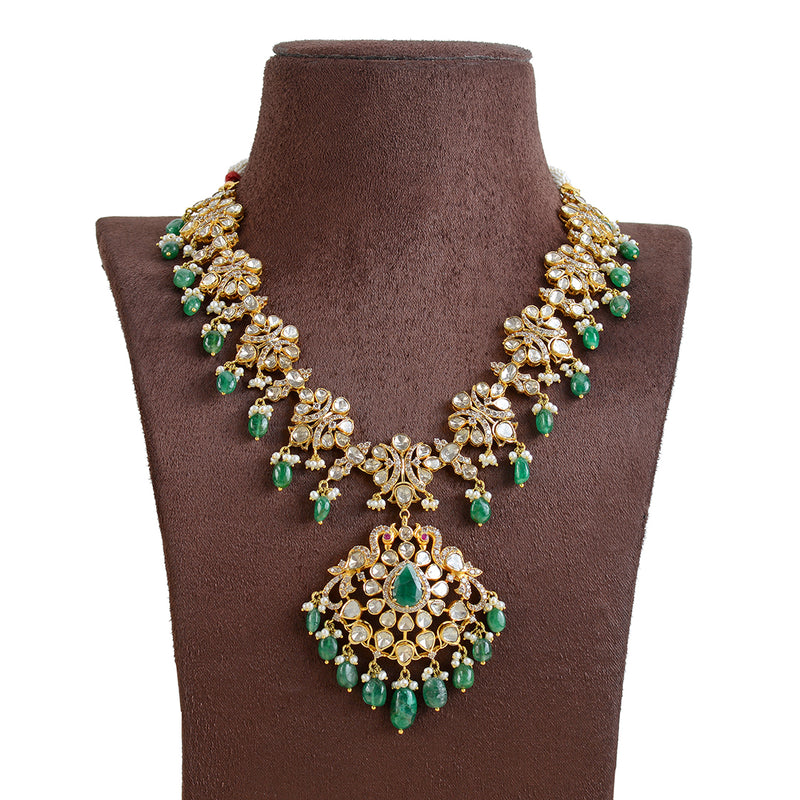 18K Gold Polki Diamond Long Haram