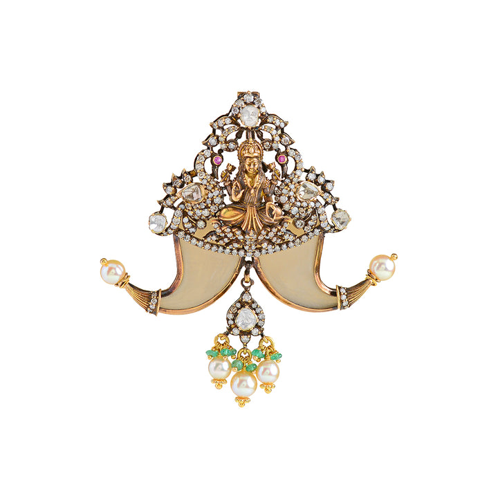 Victorian style gold polki pendent - Krishna Jewellers Pearls and Gems
