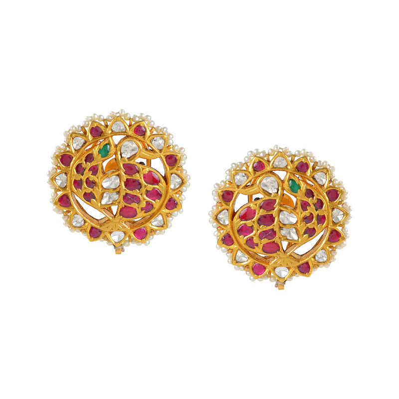 22k Gold Polki Studed Kundan Earrings