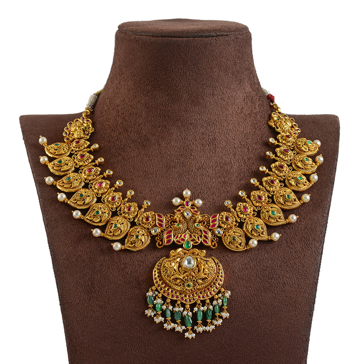 22K Gold Kundan Mango Necklace - Krishna Jewellers Pearls and Gems