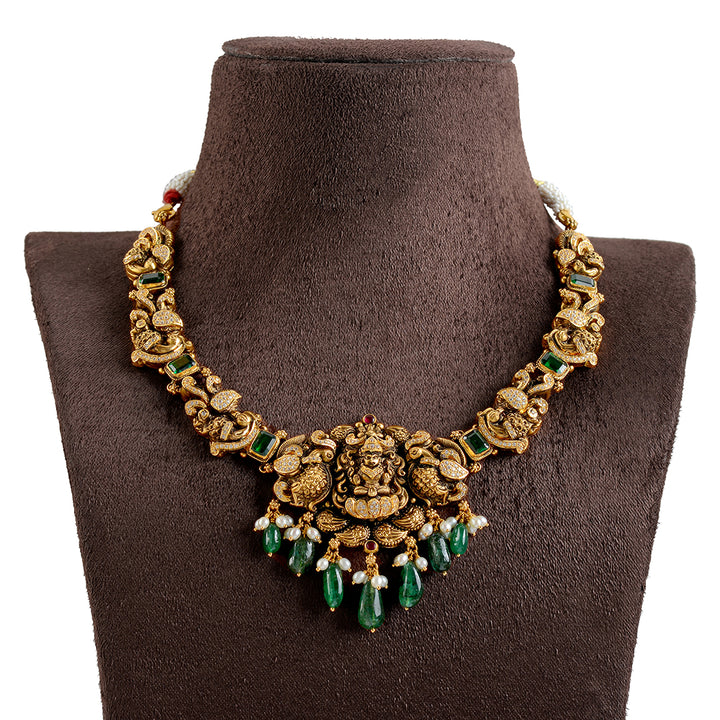 Gold Necklace With Nakshi Work - Krishna Jewellers Pearls and Gems