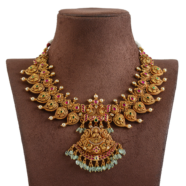 22K Gold Necklace in Mango Motif - Krishna Jewellers Pearls and Gems