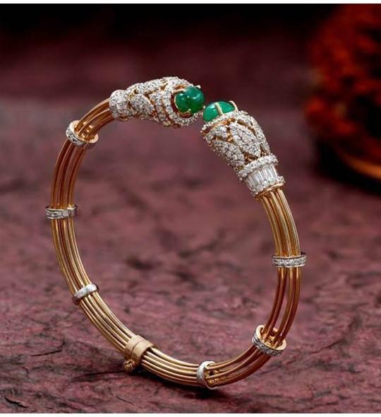 CZ stone One gram gold Bangle Bracelet - Design 12 – Simpliful Jewelry