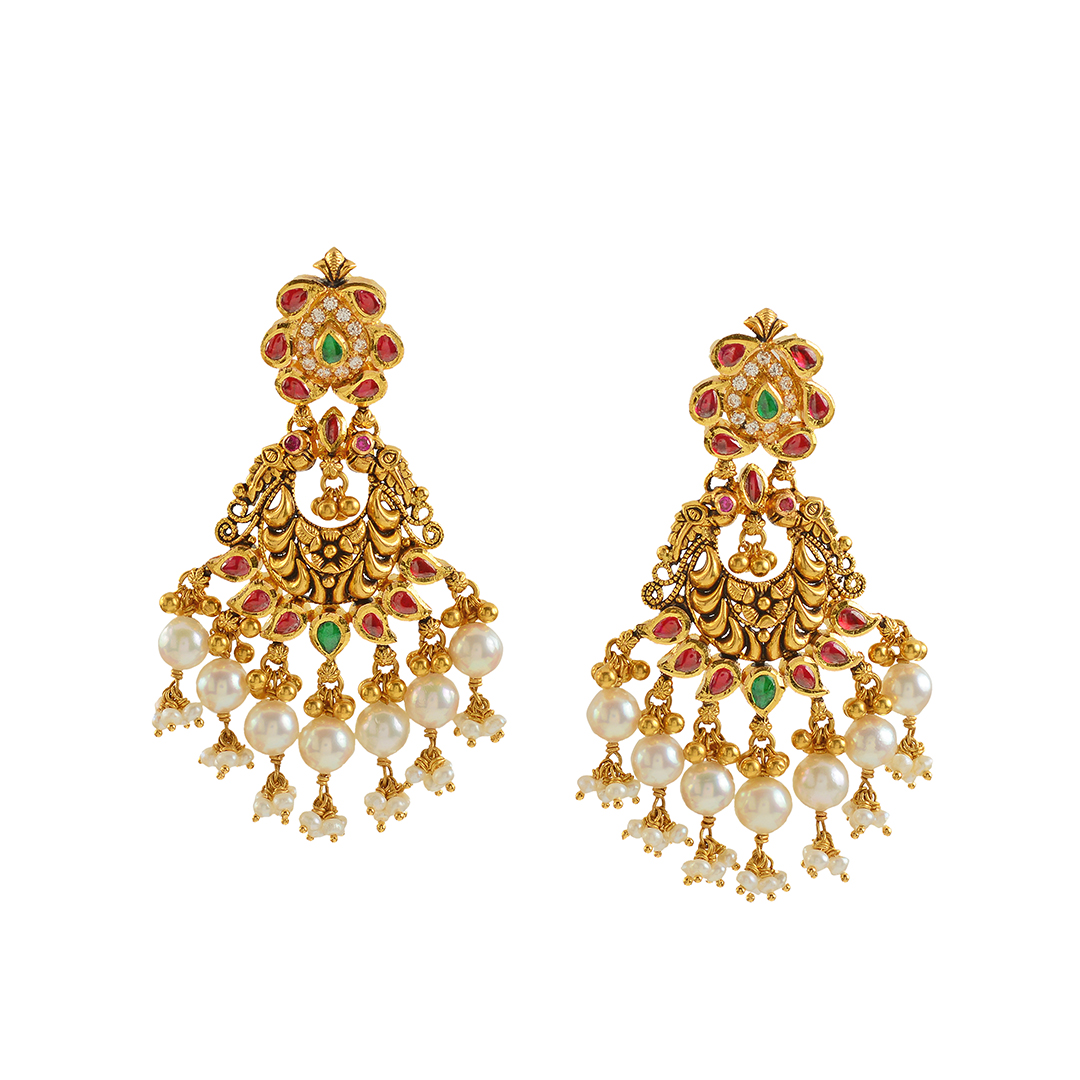 Buy Real Hyderabadi Traditional Polki Pearl Chandbali Online