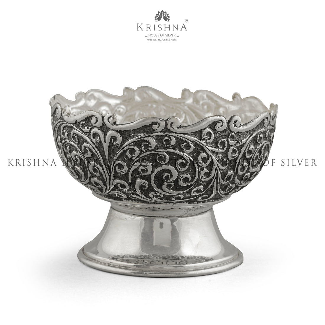 Contemporary Silver Flower Basket - Krishna Jewellers Pearls and Gems
