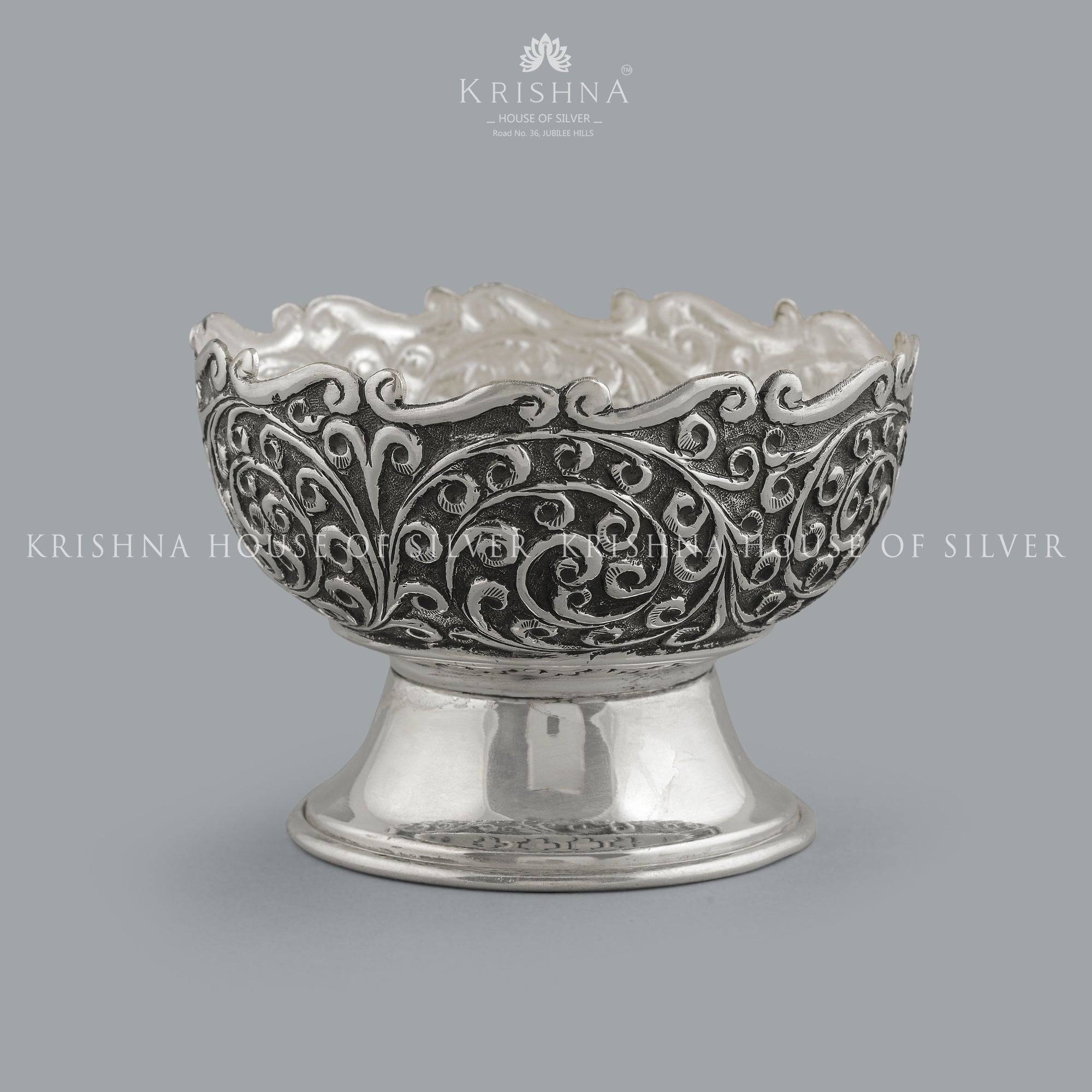 Contemporary Silver Flower Basket - Krishna Jewellers Pearls and Gems