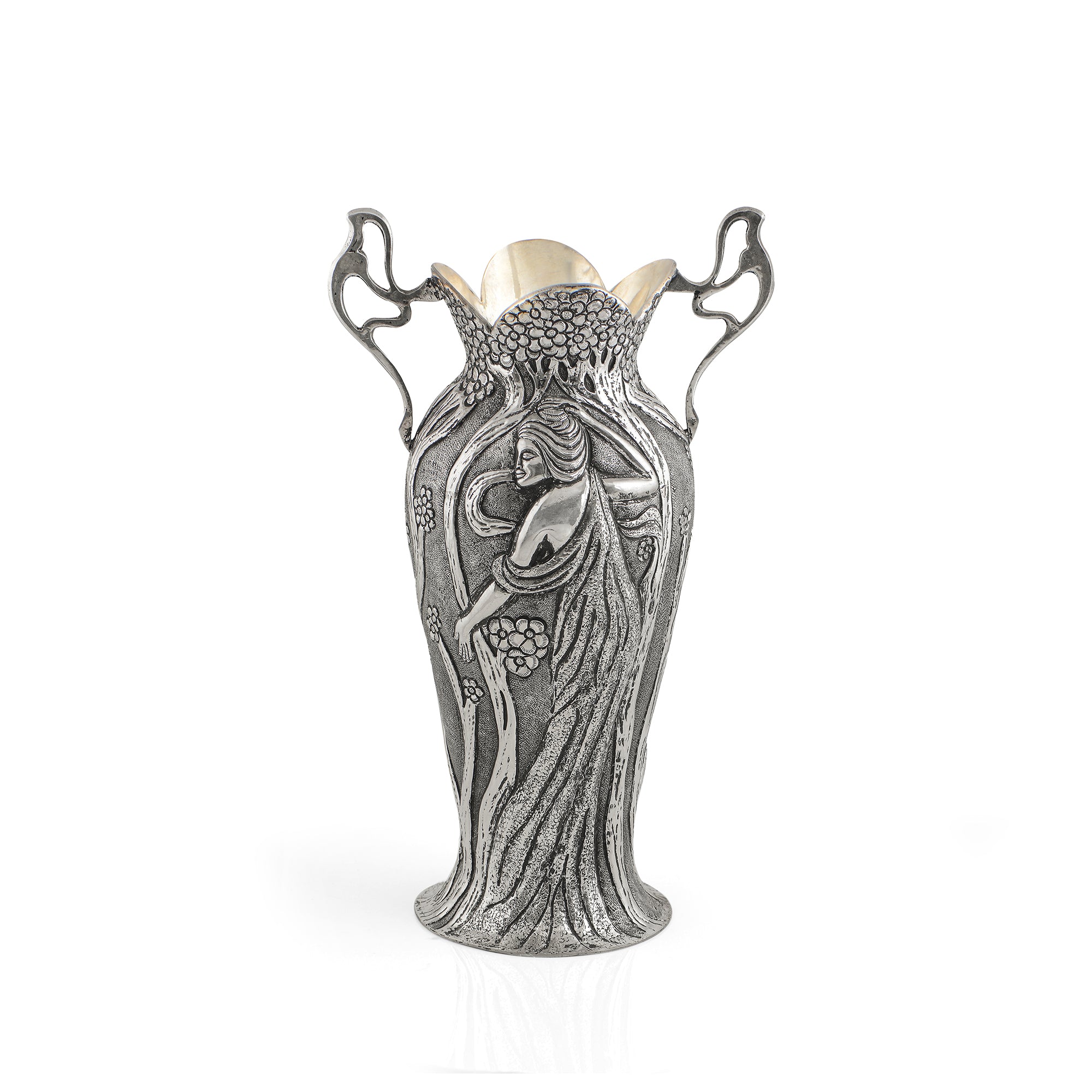 Artistic Silver Vase In Antique Finish - Krishna Jewellers Pearls and Gems
