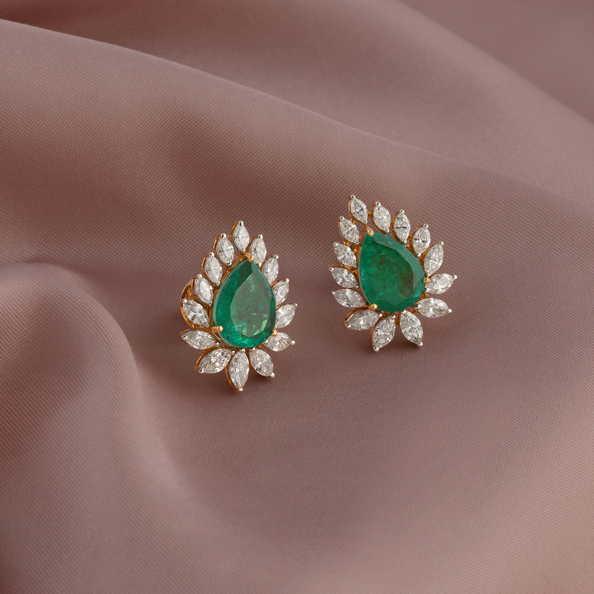 Marquise Cut Diamond Stud Earrings - Krishna Jewellers Pearls and Gems
