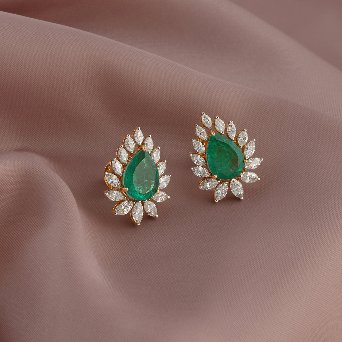 Marquise Cut Diamond Stud Earrings - Krishna Jewellers Pearls and Gems