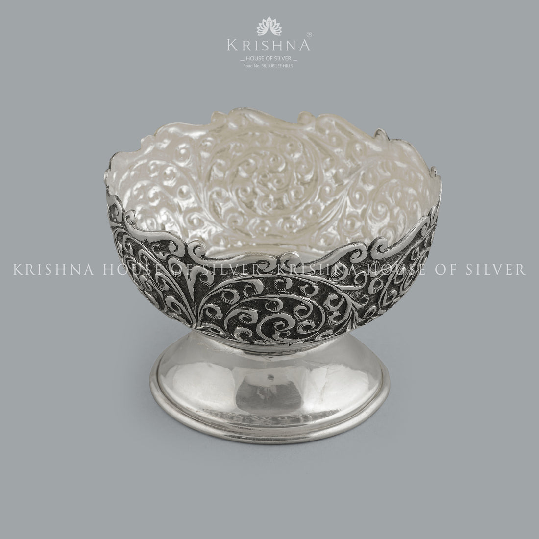 Contemporary Silver Flower Basket - Krishna Jewellers Pearls and Gems
