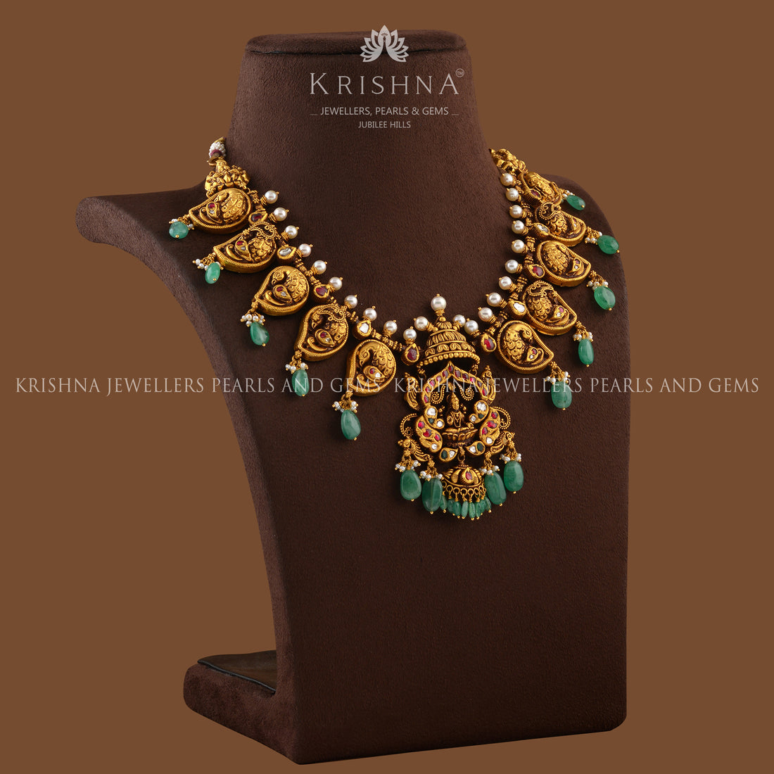 Laxmi Short Gold Necklace - Krishna Jewellers Pearls and Gems