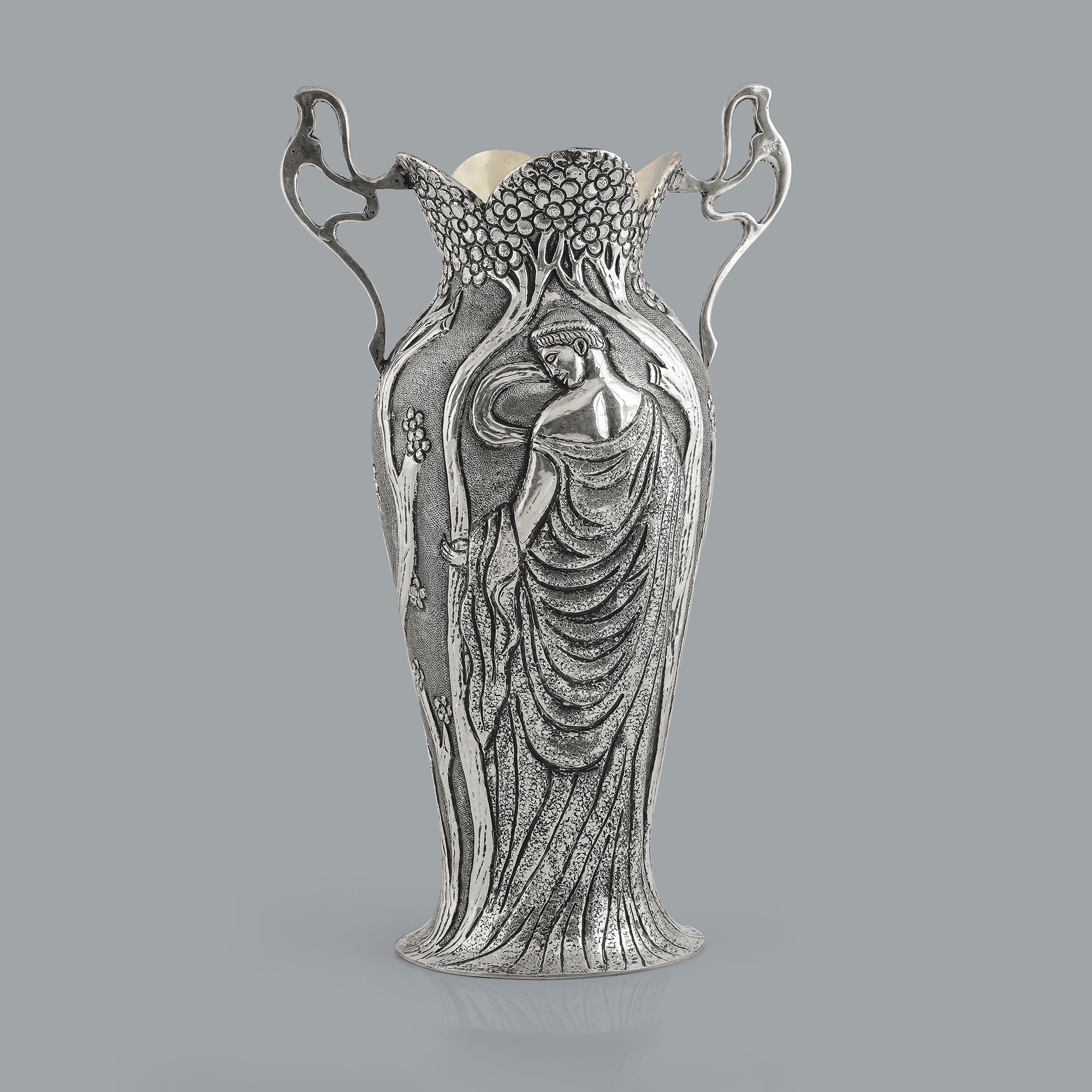 Artistic Silver Vase In Antique Finish - Krishna Jewellers Pearls and Gems