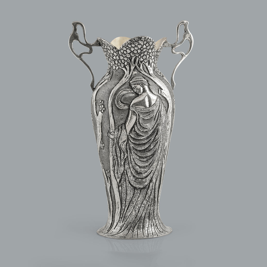 Artistic Silver Vase In Antique Finish - Krishna Jewellers Pearls and Gems