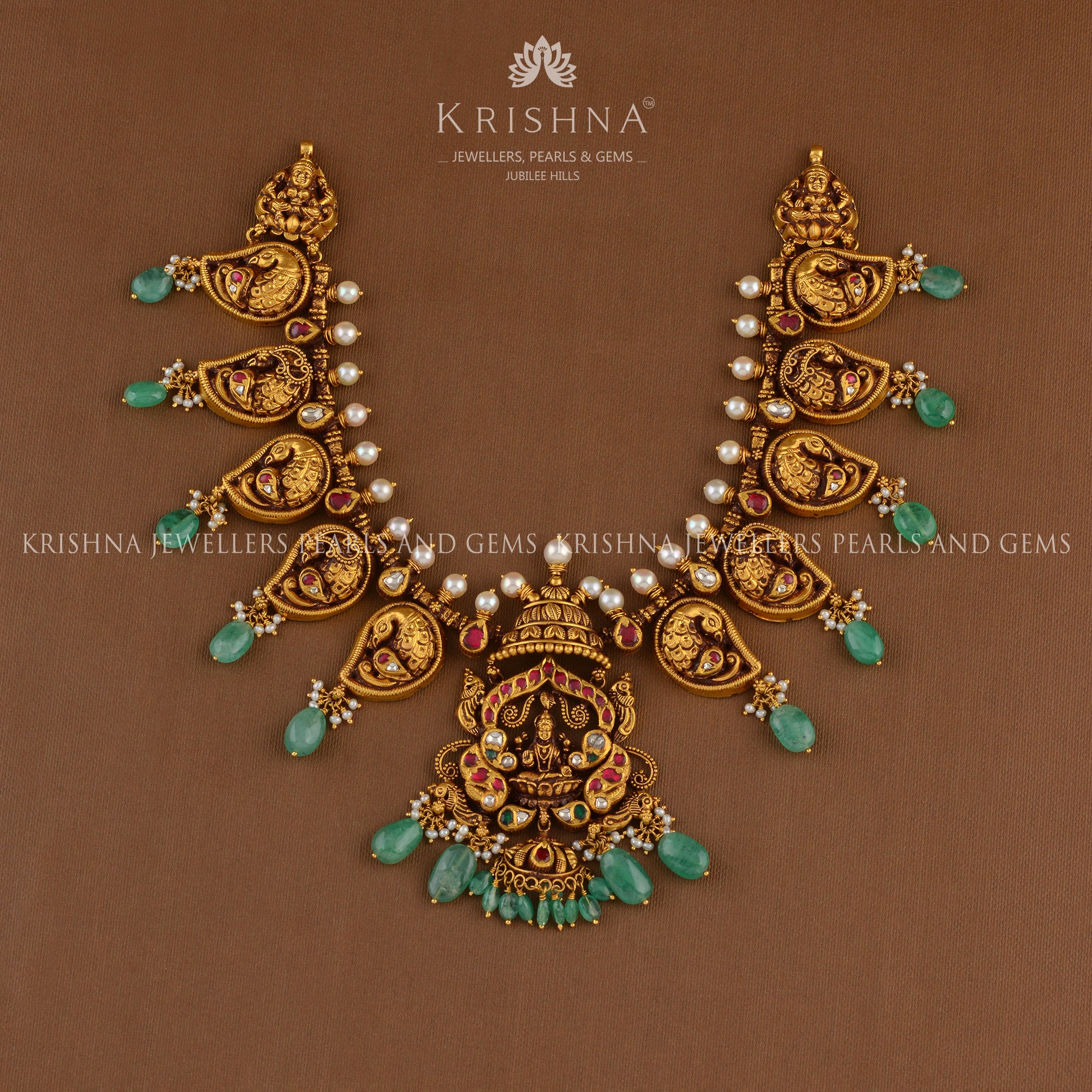 Laxmi Short Gold Necklace - Krishna Jewellers Pearls and Gems