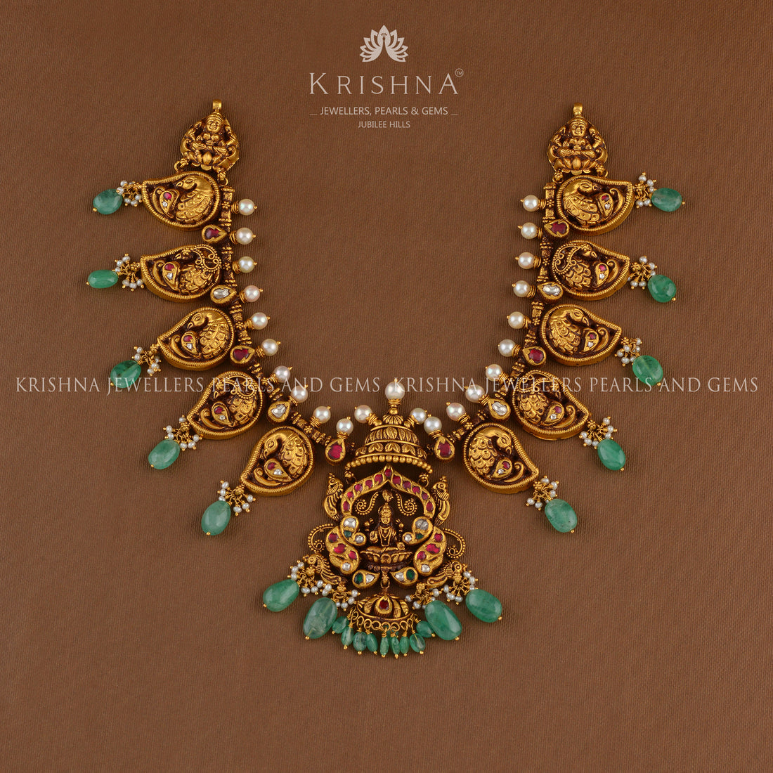 Laxmi Short Gold Necklace - Krishna Jewellers Pearls and Gems