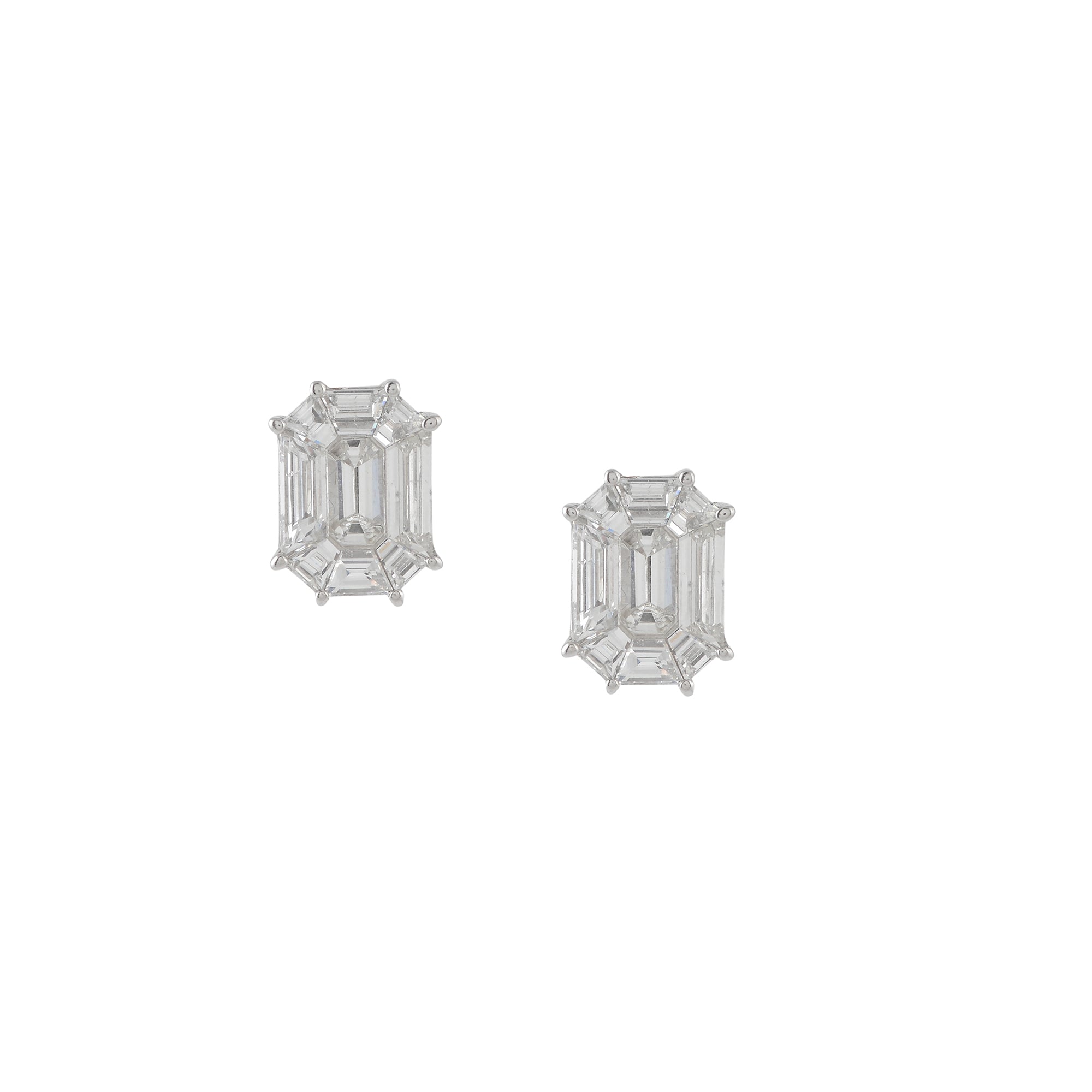 Luxurious Emerald-Cut Diamond Stud Earring - Krishna Jewellers Pearls and Gems