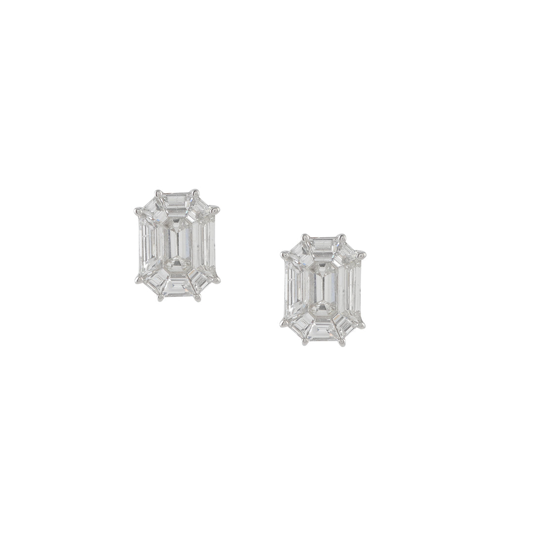 Luxurious Emerald-Cut Diamond Stud Earring - Krishna Jewellers Pearls and Gems