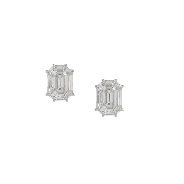 Luxurious Emerald-Cut Diamond Stud Earring - Krishna Jewellers Pearls and Gems