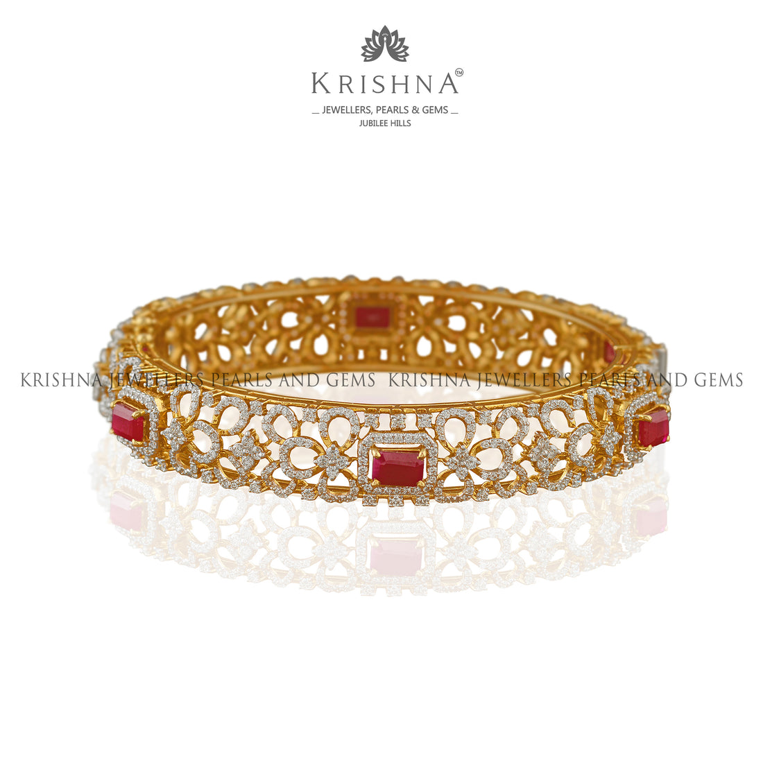 Floral Diamond Bangles - Krishna Jewellers Pearls and Gems